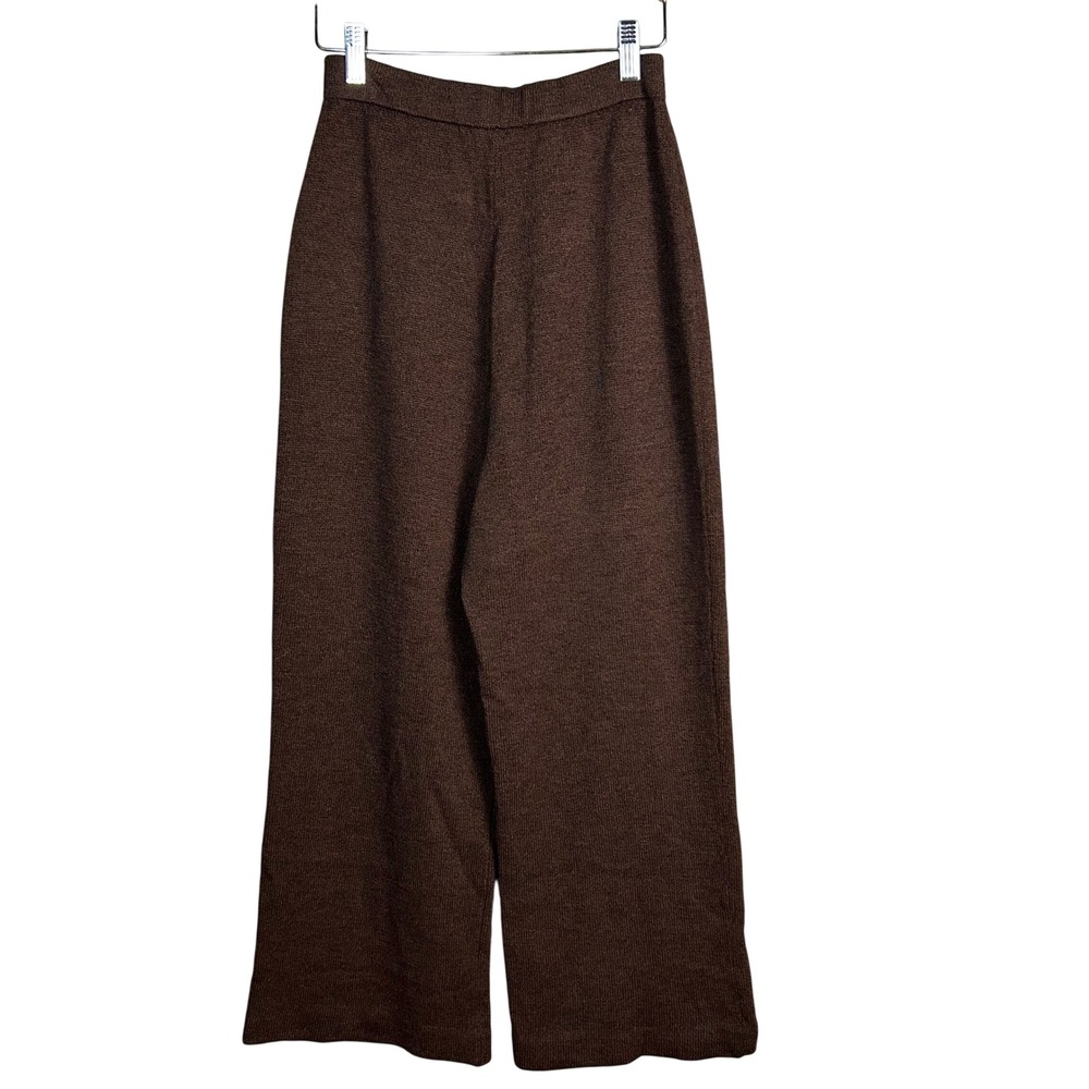 St John Santana Knit pants size 8 Wide Leg Brown High Rise USA